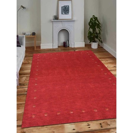 GLITZY RUGS 10 x 13 ft. Hand Knotted Gabbeh Silk Solid Rectangle Area RugRed UBSLS0104L0026A18